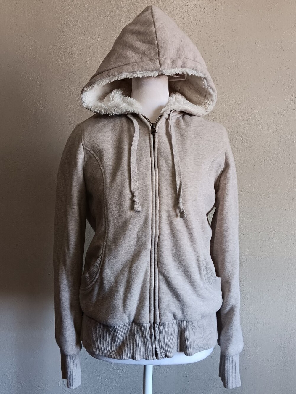 Fleece Lined Gray Full Zip Hoodie Old Navy Medium, Hooded Sweatshirt Fuzzy Warm
